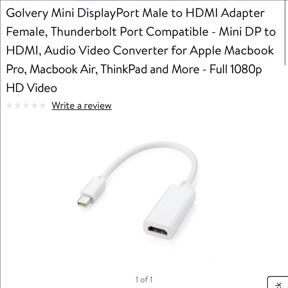 Mini display port to HDMI cord